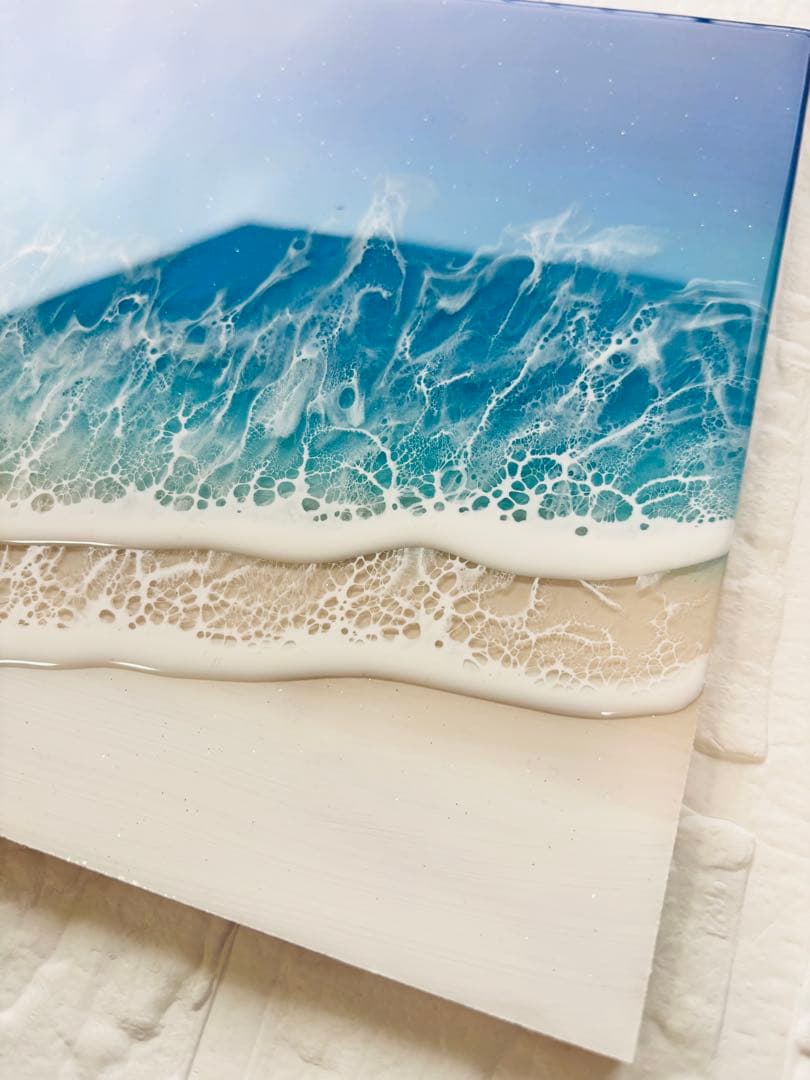 心と身体を休ませたい方へ　深呼吸する海 海アート　レジンアート　42×22cm