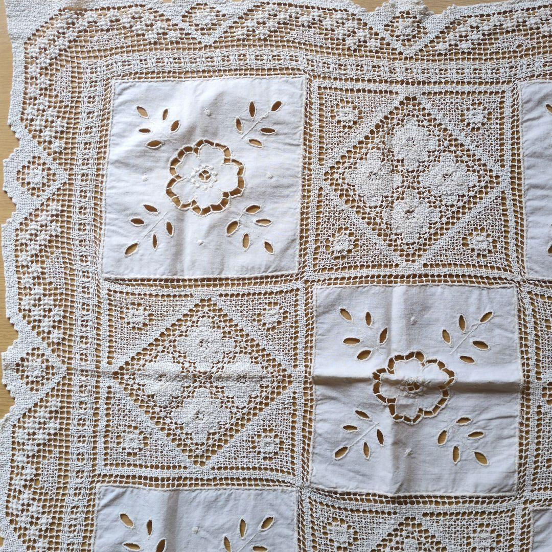アンティークレース刺繍コットンテーブルクロス