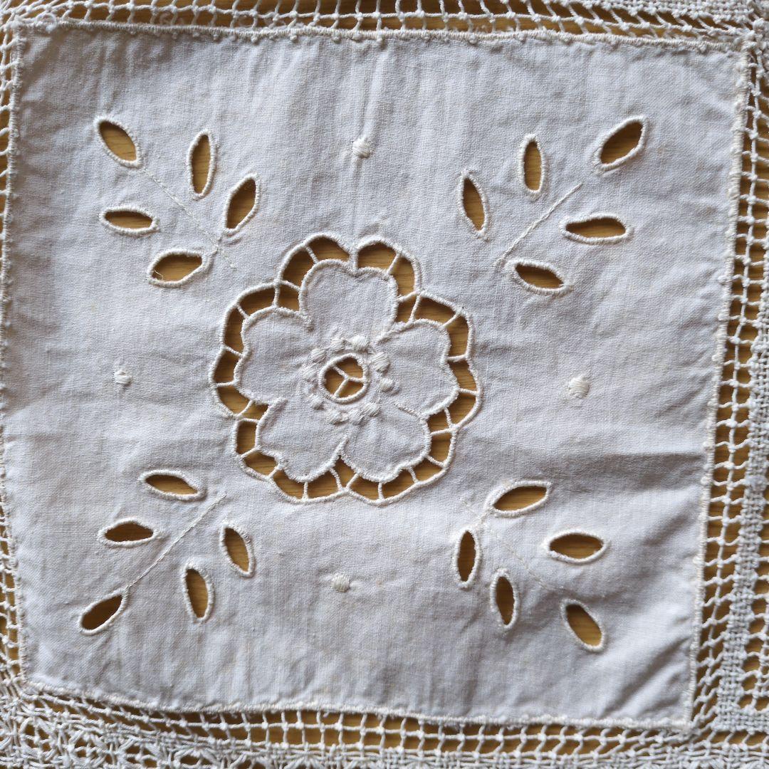 アンティークレース刺繍コットンテーブルクロス