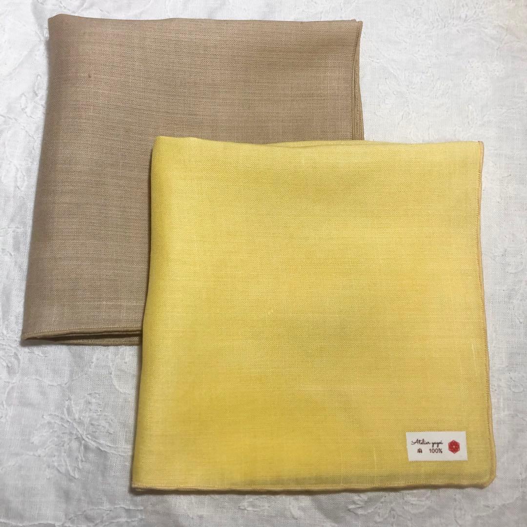 10枚セット　リネンハンカチ　23cm 麻100% ポケットチーフ　感染予防