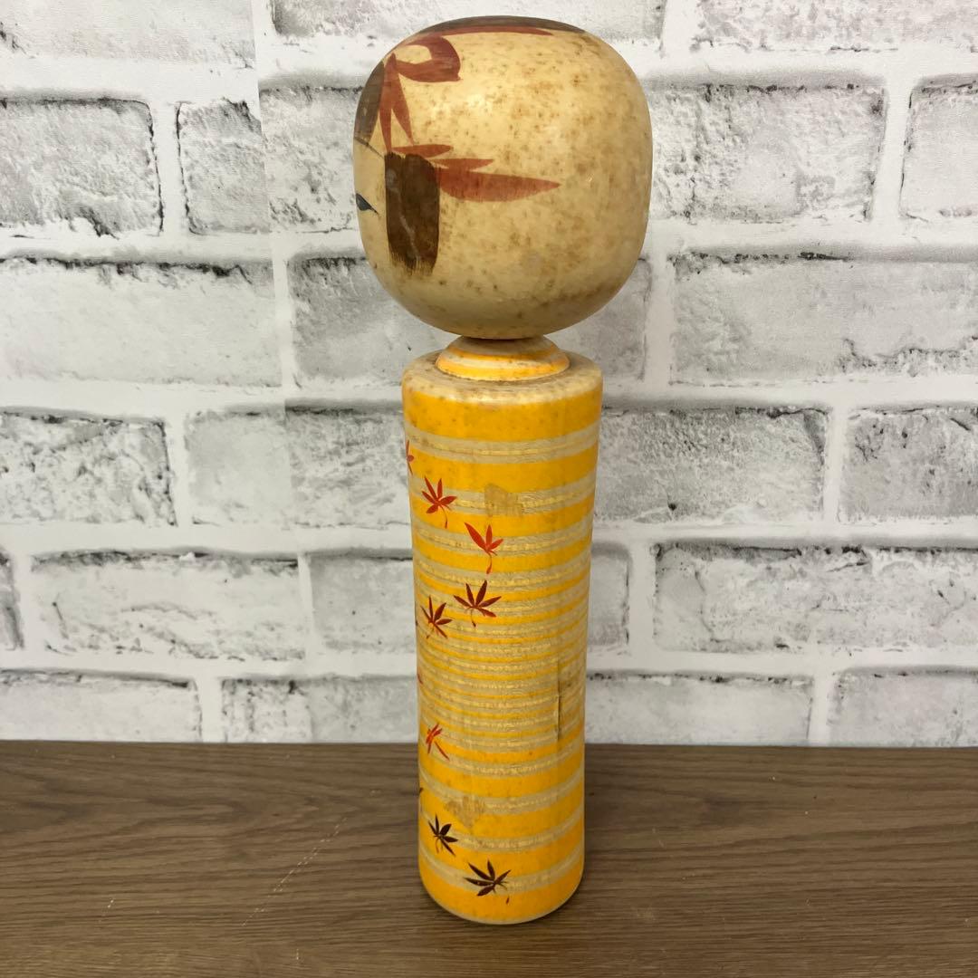 E-壁 伝統こけし 佐々木美穂作 もみじ とんぼ 黄色 2体セット 郷土玩具
