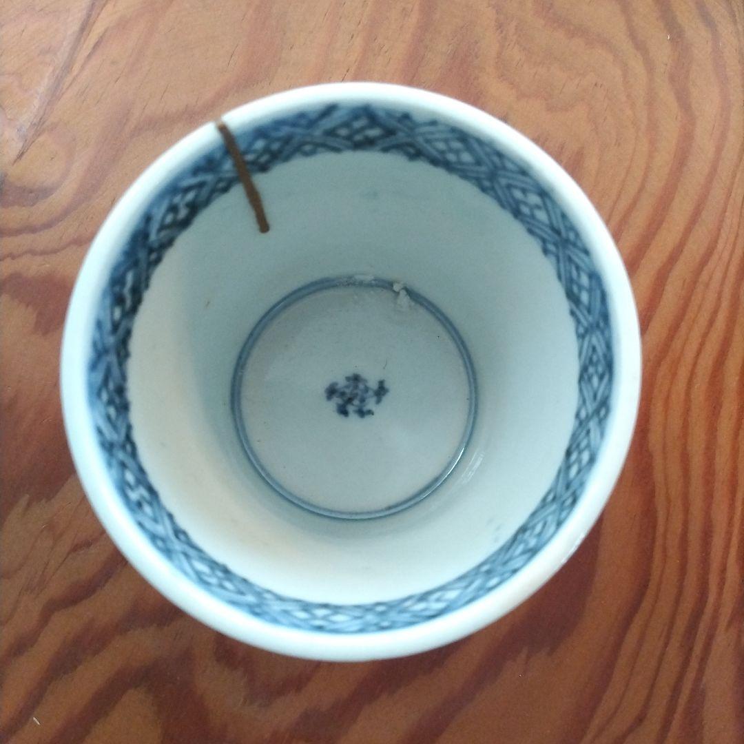 ★ 兎図 そば猪口 江戸期 波兎 古伊万里 染付