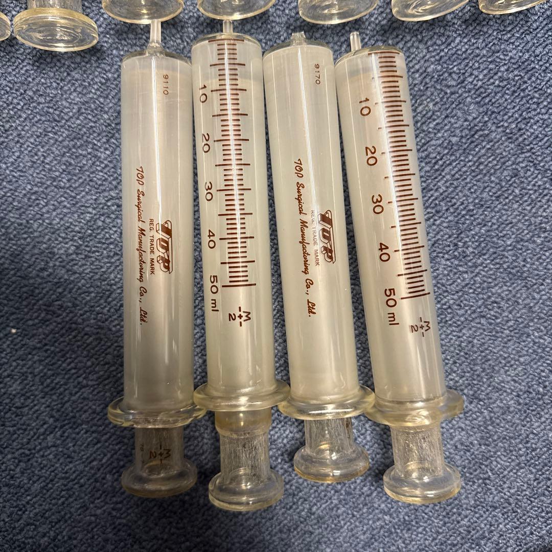 昭和レトロ ガラス注射器 50ml TOP 医療器具 アンティーク 14本セット