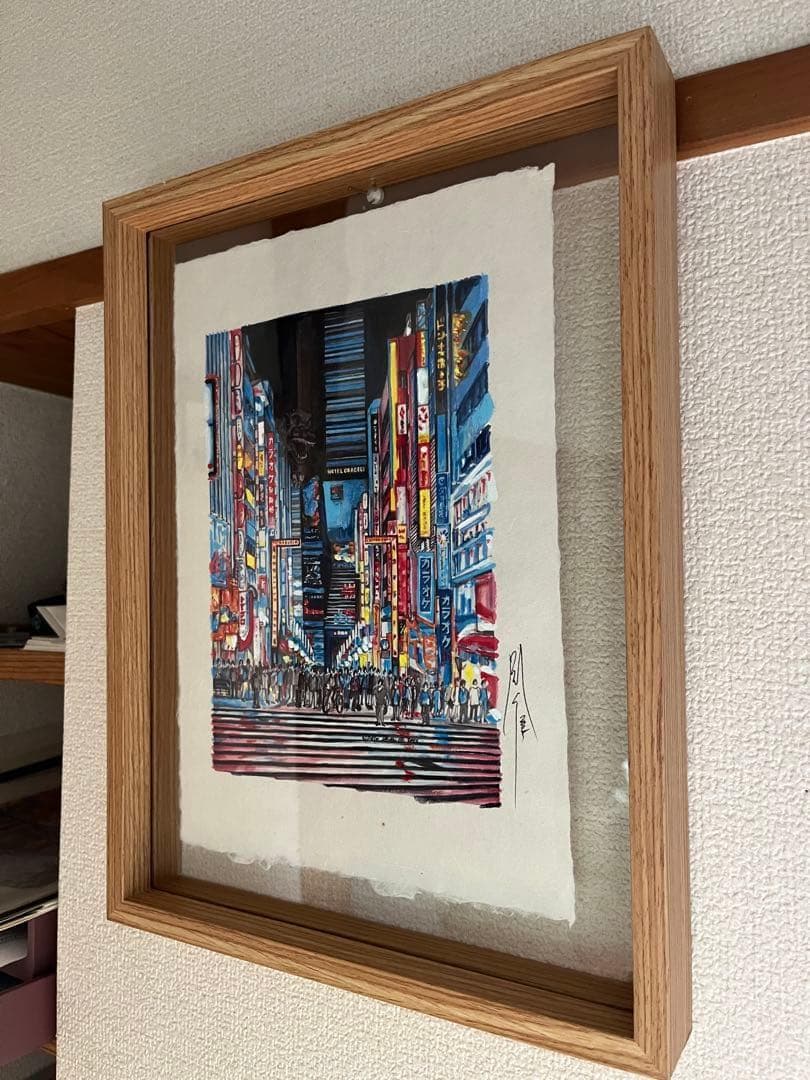 木版画 都市風景 サイン入り