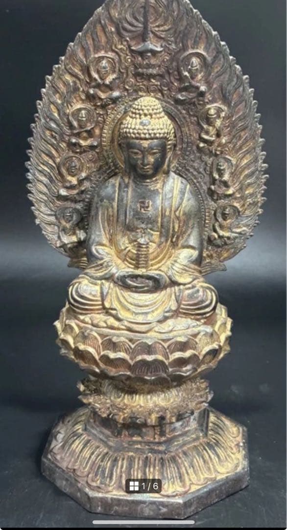 (期間セール)銅製　仏像 細かい彫刻　お釈迦様 釈迦如来　2つ