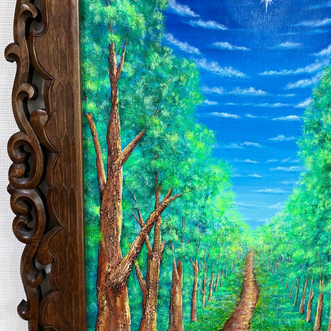 絵画　アクリル画　原画　桜並木　桜　富士山　インテリア　額付き 風景画　S.I