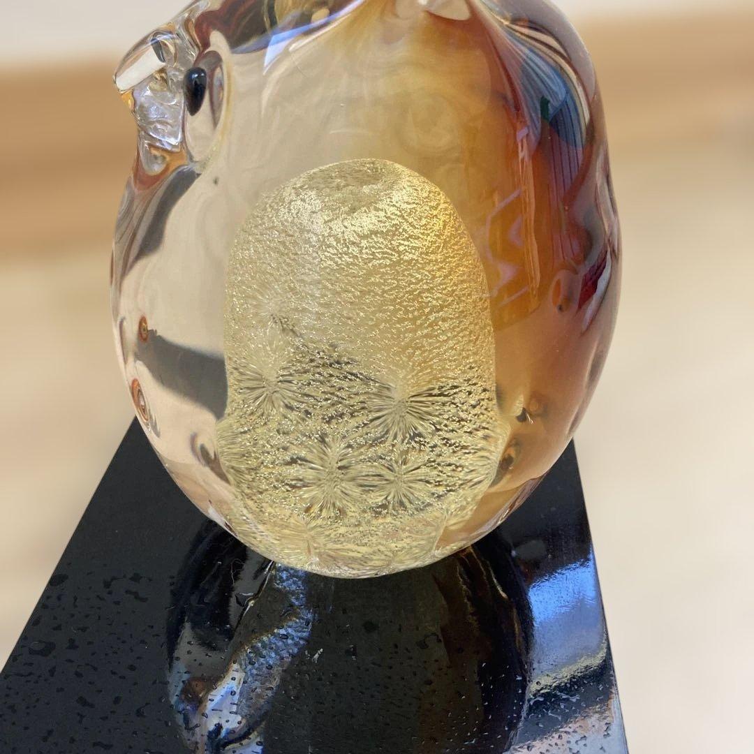 ガラス製フクロウの置物 約10cm