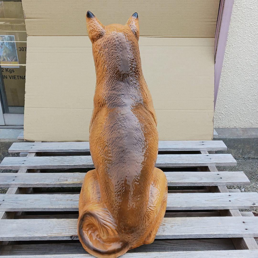 新品　陶器犬　大型犬　柴犬　難有　オブジェ　置物　イエロー　黄　オーナメント　庭