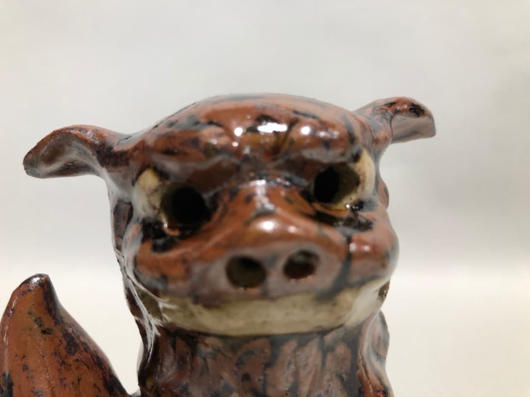 獅子　シーサー　胡差焼　魔除　飾り　置物　大小2対セット