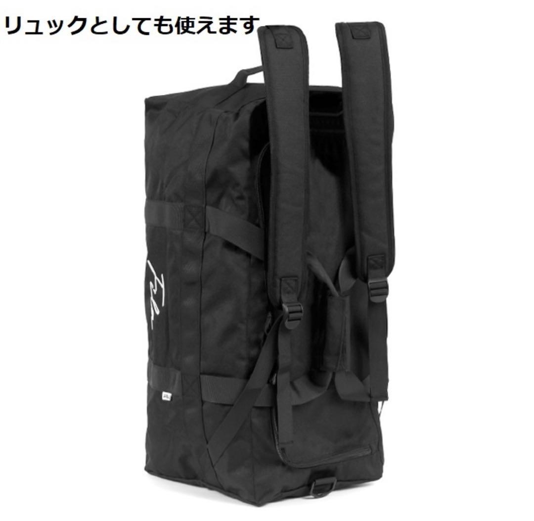 FILA フィラ ボストンバッグ 筆記体ロゴ 50L ブラック