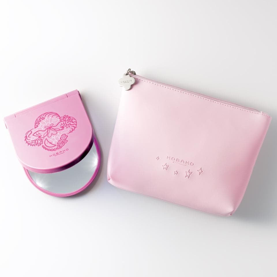 ★KOBAKO LEDライト付きミラー ピンク・限定品