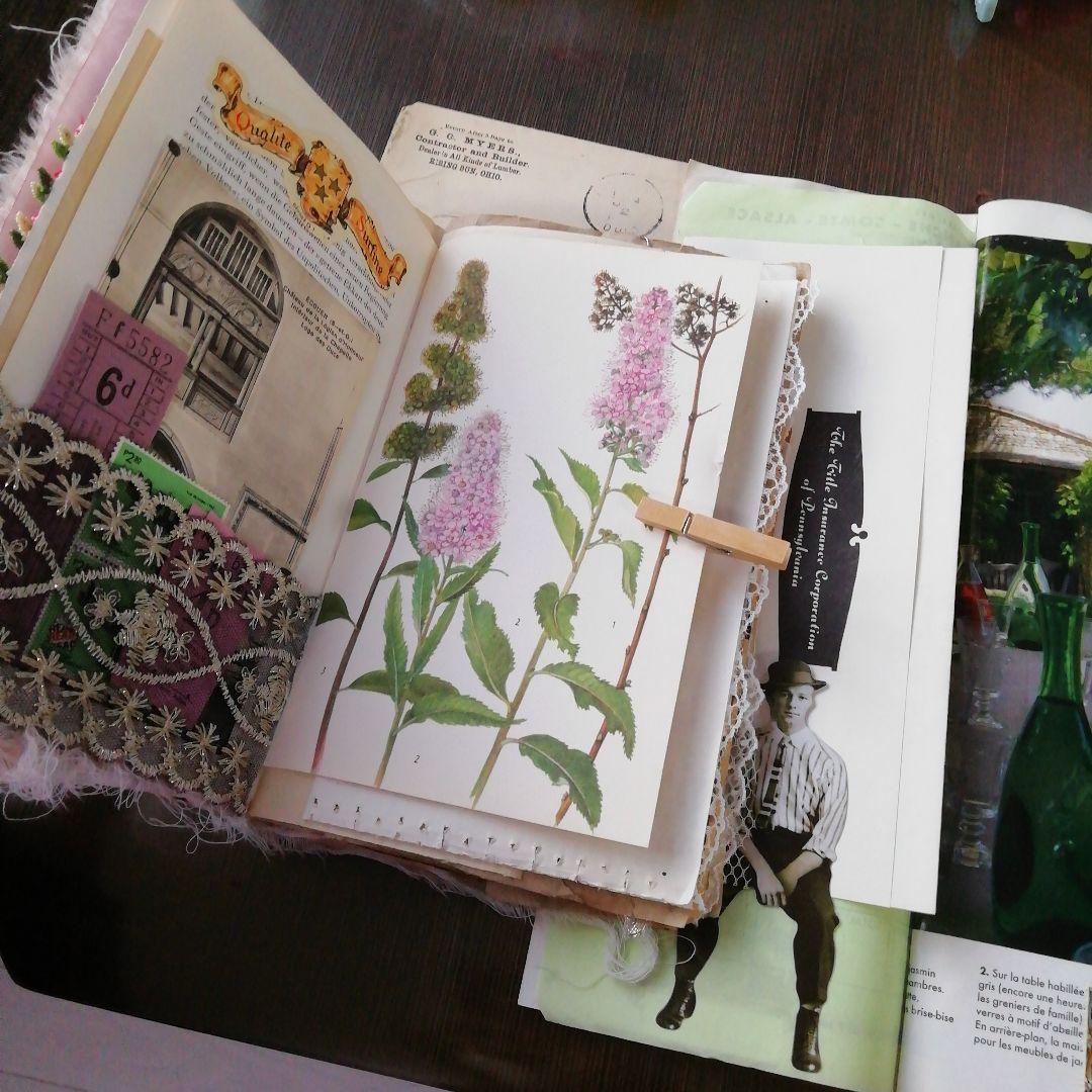 植物とヴィンテージのジャンクジャーナル2冊セット雑記帳　ブロカント　アンティーク