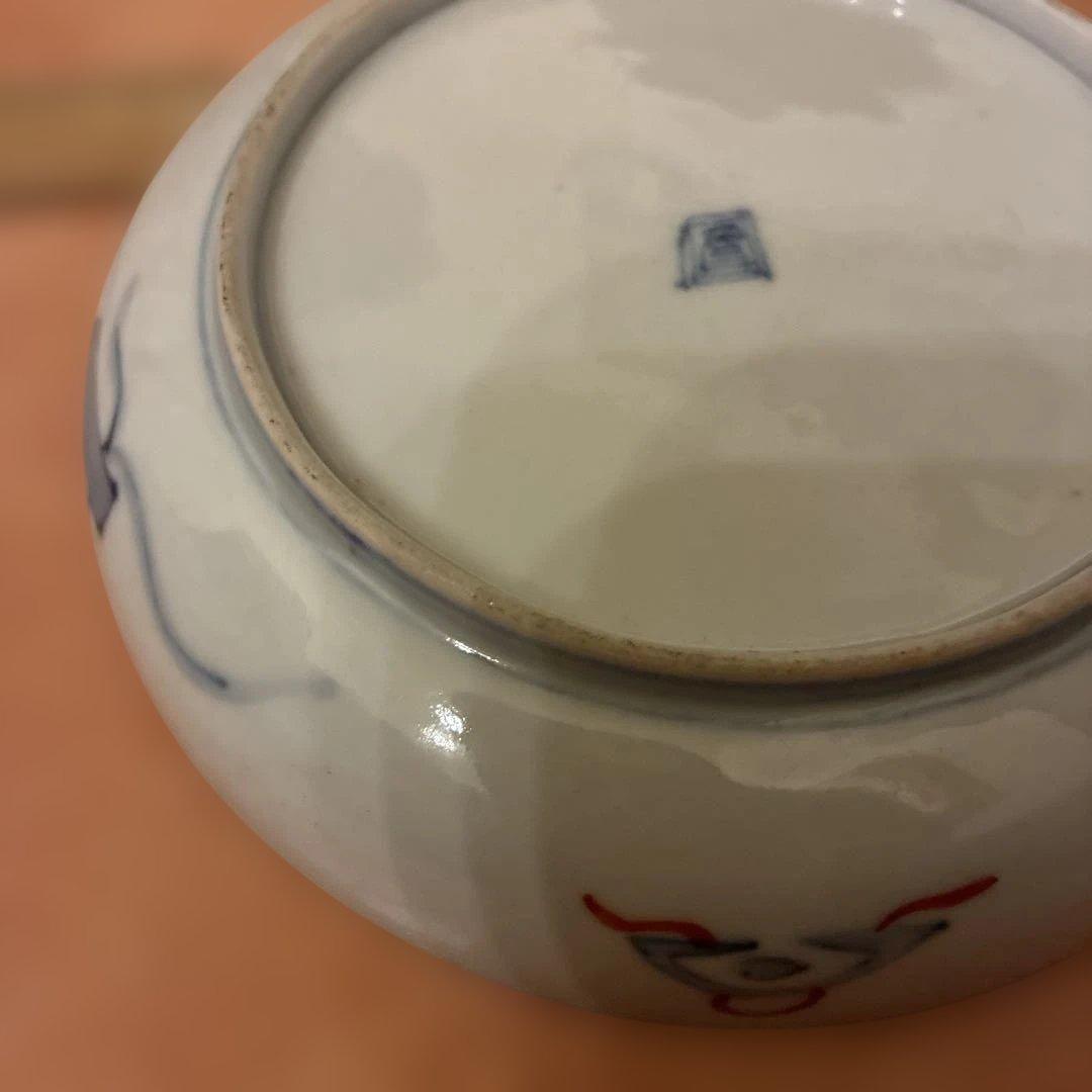 【美品】 1 古伊万里 金蘭手 見込桃 角冨印 時代物