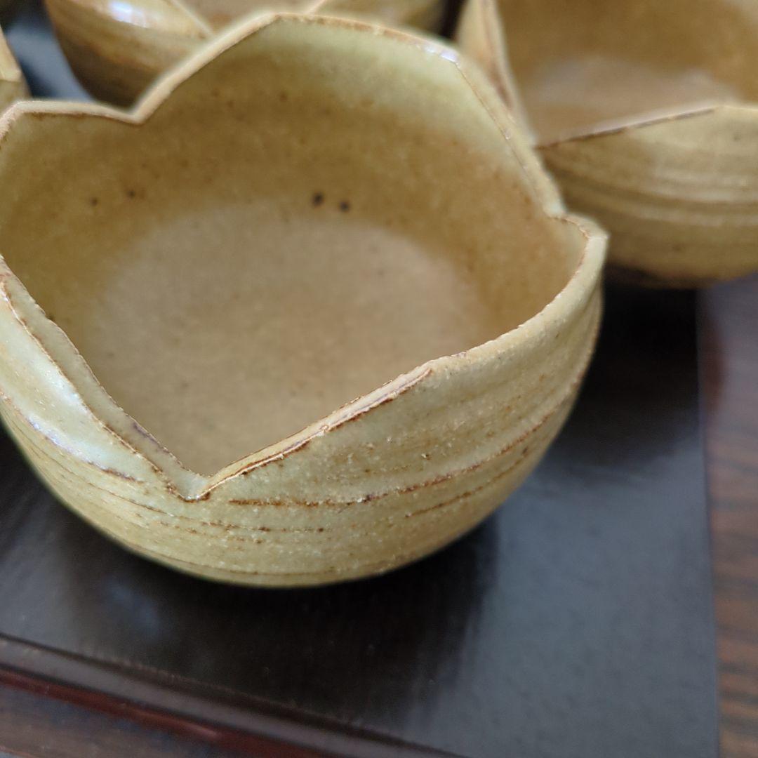 骨董　伊羅保焼　割山椒　器　陶器　向付　アンティーク　5つ