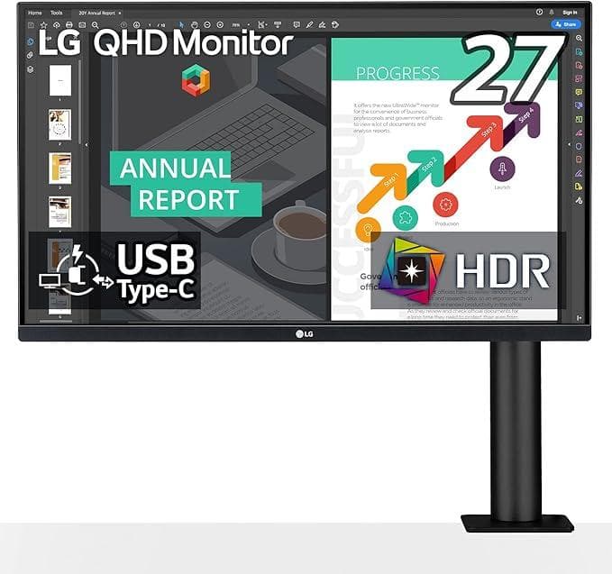 【美品】LG ディスプレイ WQHD 27インチ（アームスタンドを標準付属）