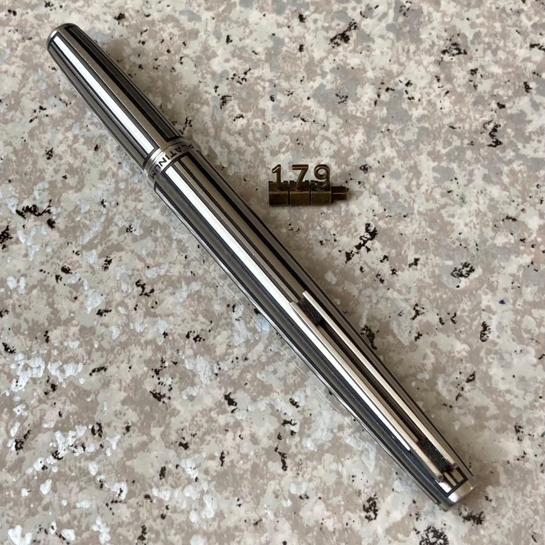 #179 オーバーホール済み 万年筆 プラチナ PLATINUM 蝕刻 18k