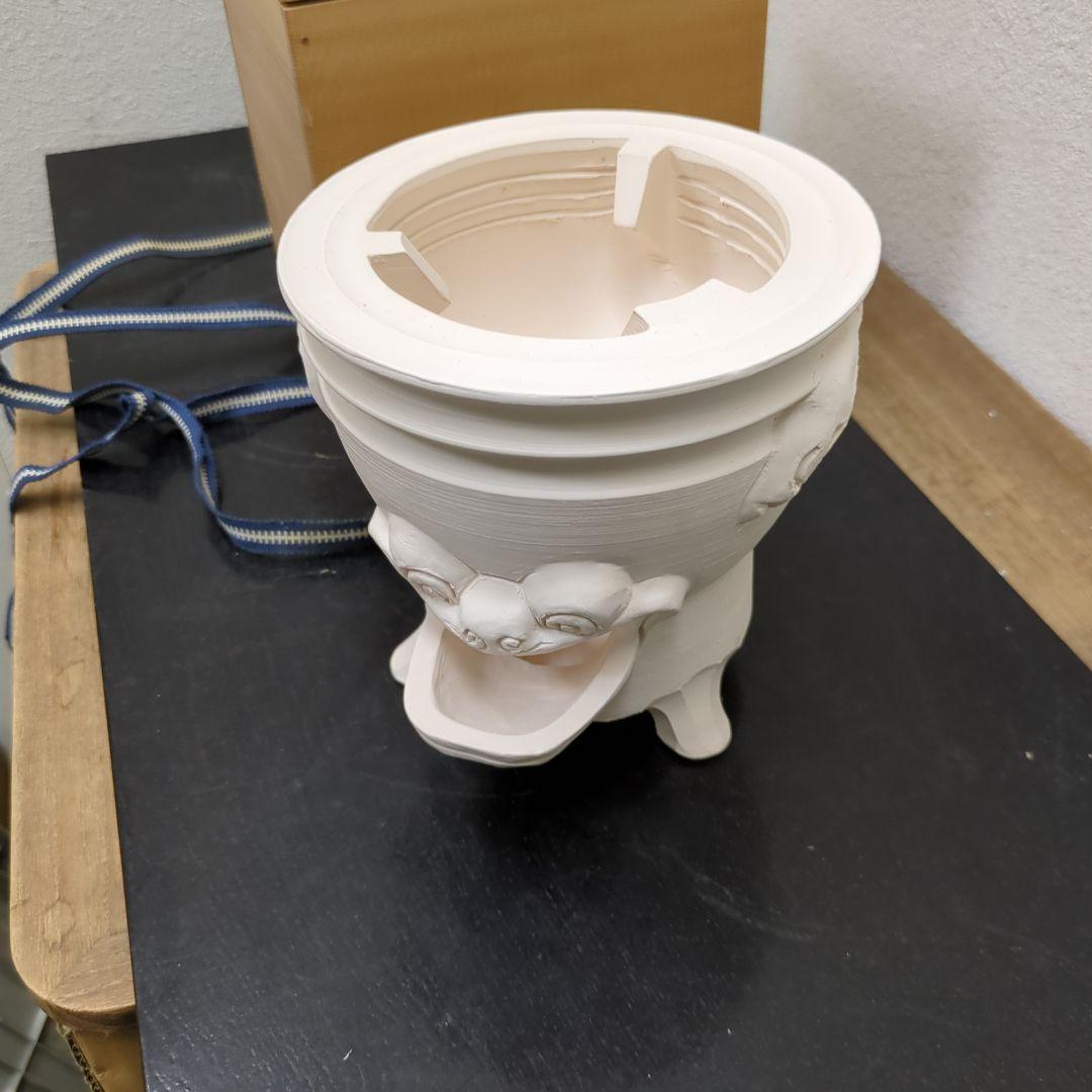 京焼 平安春峰 白泥鬼面 涼炉 煎茶道具 共箱 在銘 茶道具 炉