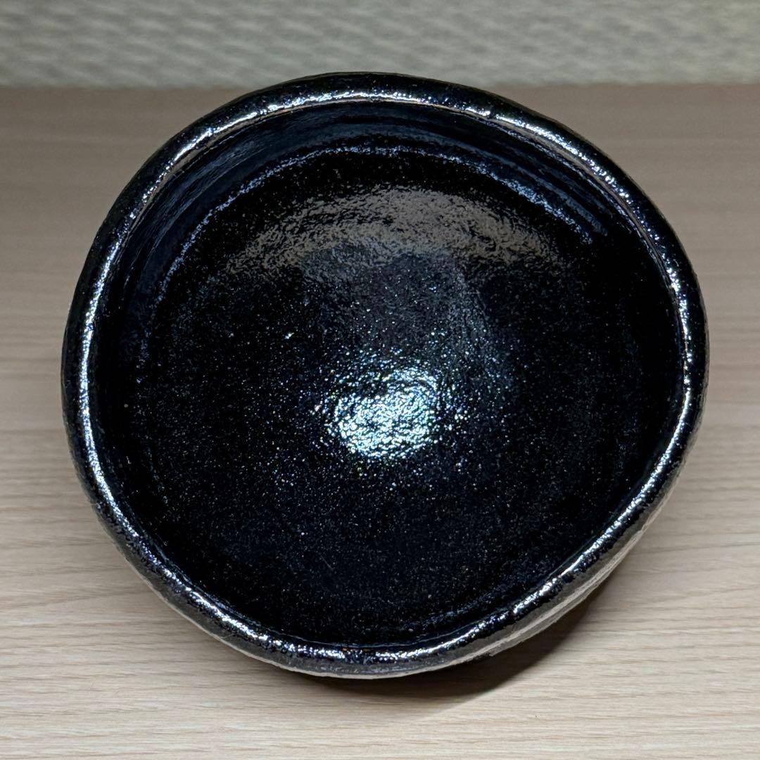 楽焼 佐々木松楽 黒楽 松文 少し沓形 茶碗 楽茶碗 抹茶碗 茶道具