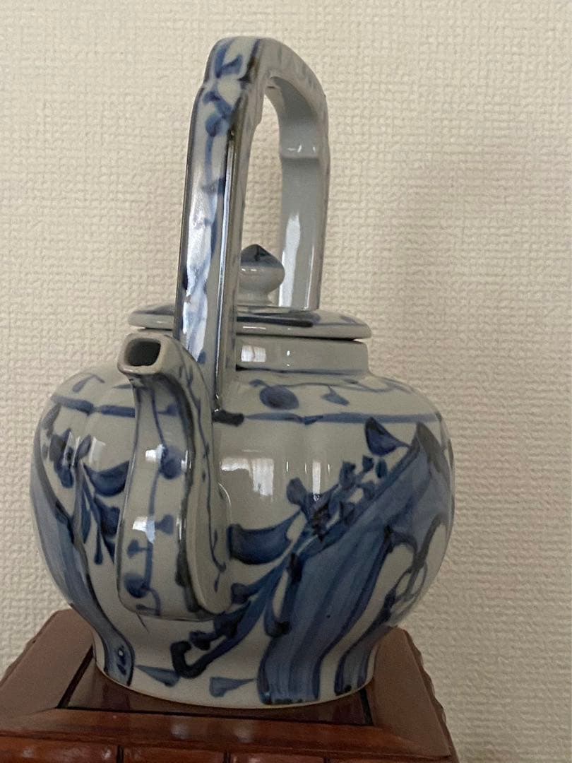 煎茶道具青花 染付 旧家蔵出茶器急須　陶器　古玩年代品