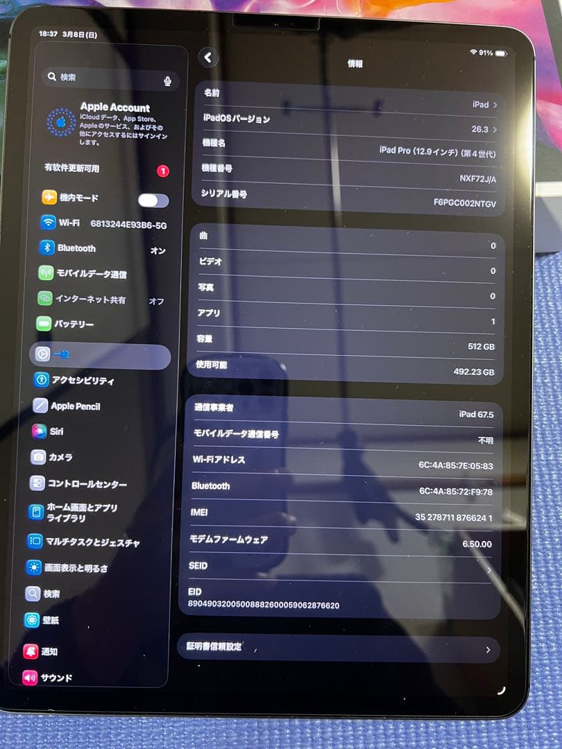 iPad Pro 12.9インチ 第4世代 512GB