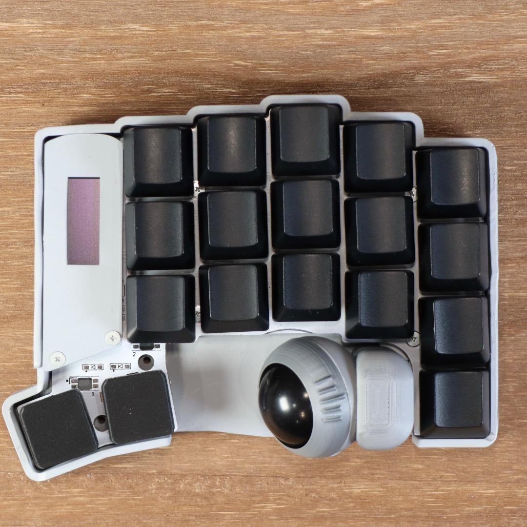 keyball39完成品　グレーケース+0.8mTRRSケーブル付き