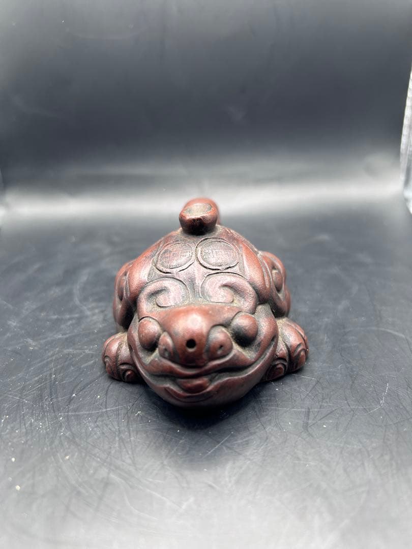 【稀少・19世紀】中国古玩 釉薬石器 カエル 水差し 海外オークション実績あり