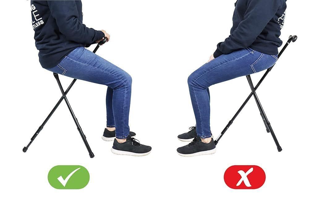 KMINA PRO - 大人用杖チェア 折りたたみ 高齢者用シート付き ブラック