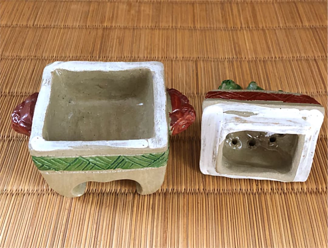 陶器 時代 獅子 香炉 在銘 仁王