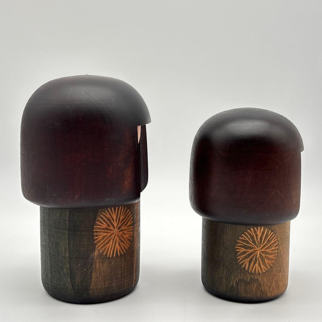 こけし 関口三作 童女 Japanese Kokeshi Doll Pair