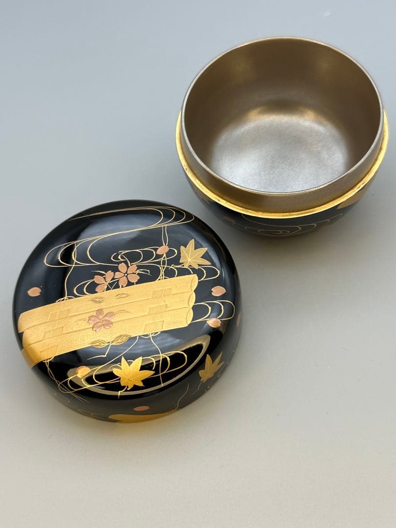 茶道具　棗　筑城筑良　花筏蒔絵