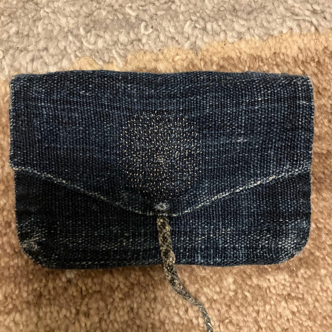野原 藍染 ポーチ ケース 刺繍