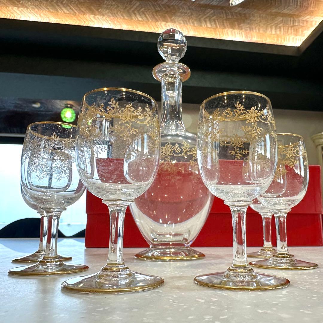 オールドバカラBaccarat レカミエ 24金彩デキャンタ＆リキュールグラス6