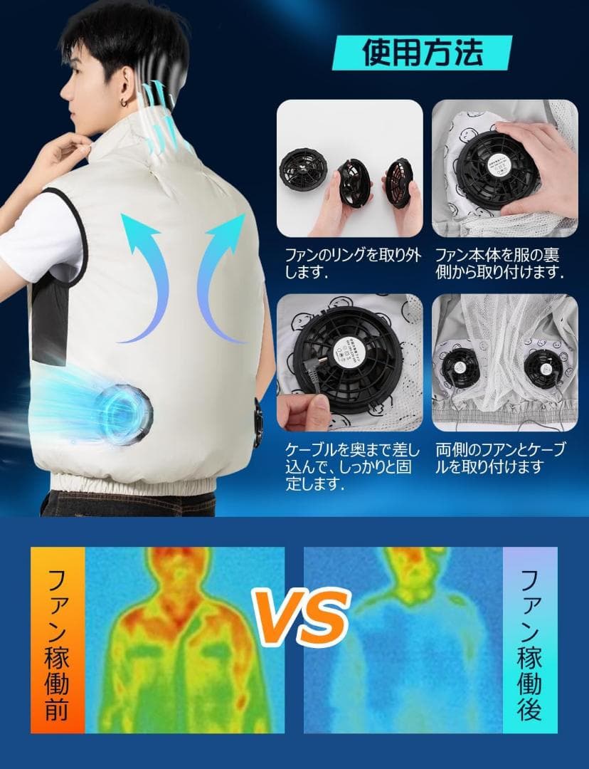 空調作業服 ファンバッテリーセット36V超高出力& 40000mAh大容量