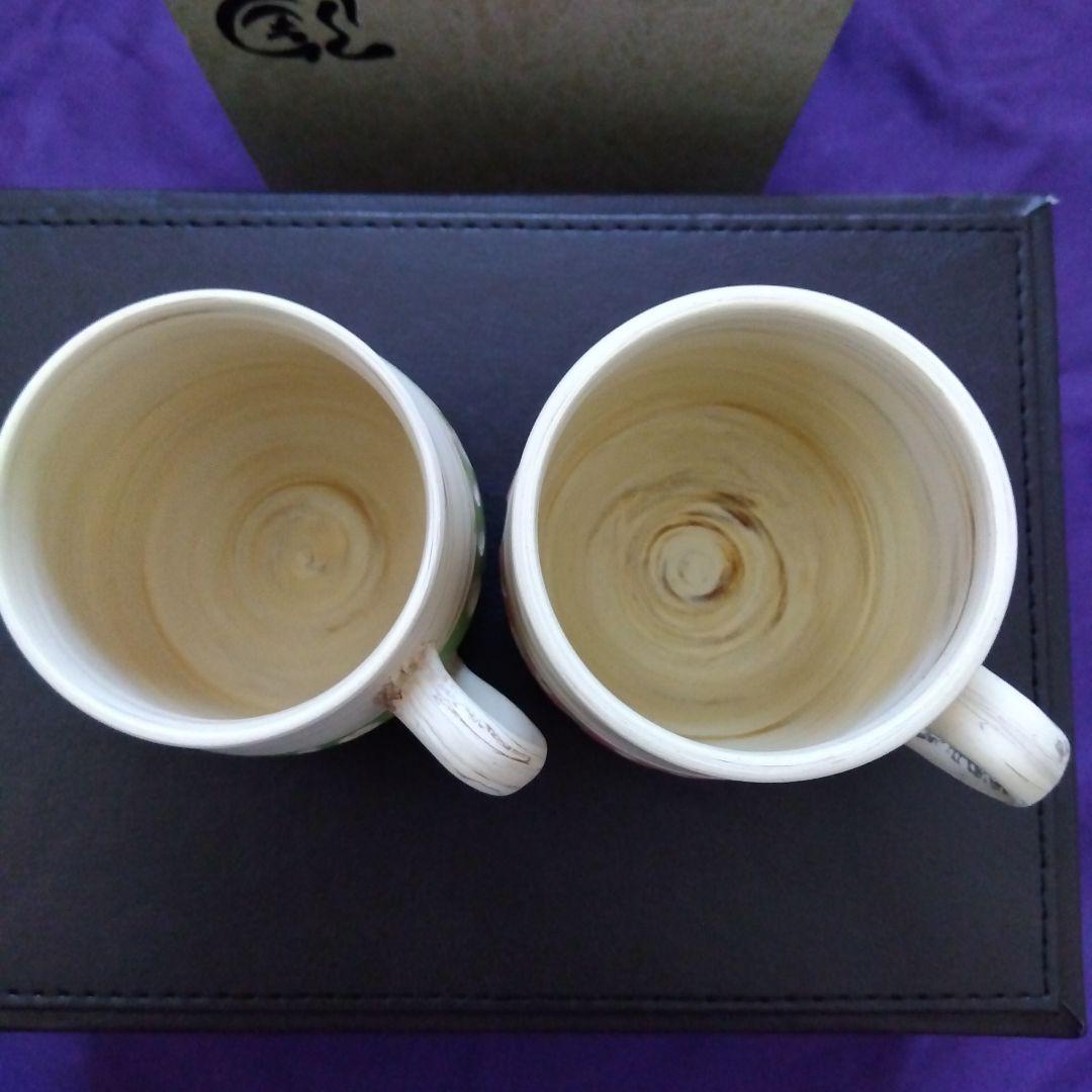 値下げ【新品】常滑焼 憲児陶苑 マグカップ 2個セット 白練込 水玉