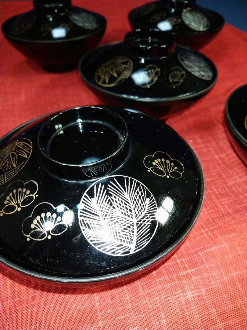 ♥５０年前のヴンテージ品♥【金彩・縁起物・松竹梅汁椀5客】