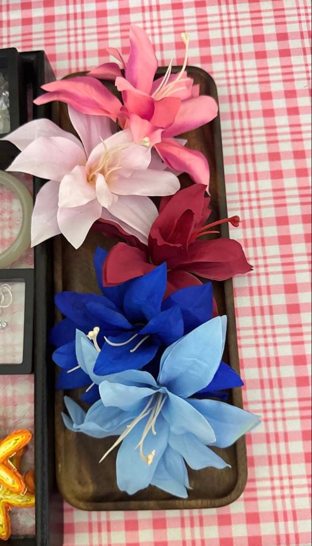 布製花ピアス5個セット