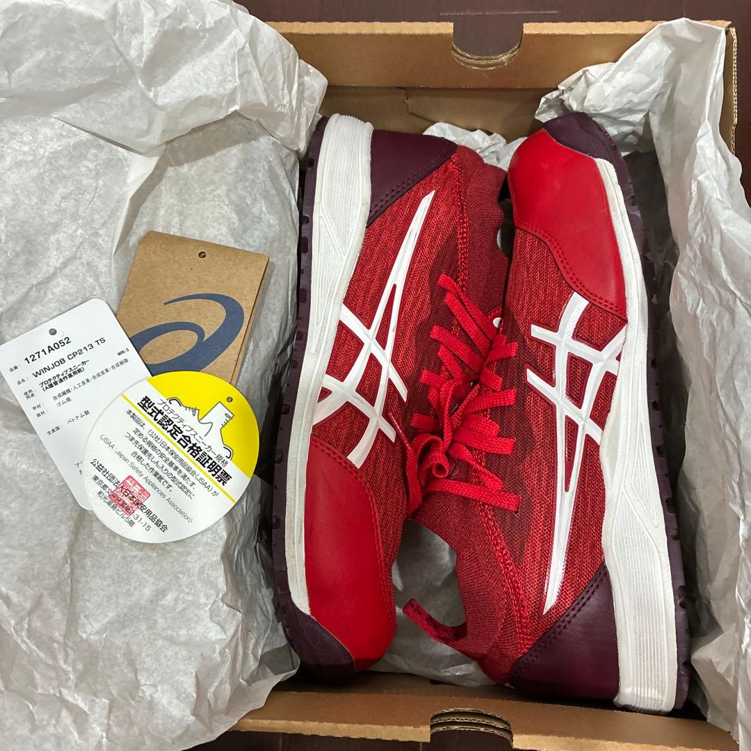 asics 赤 ローカット安全靴