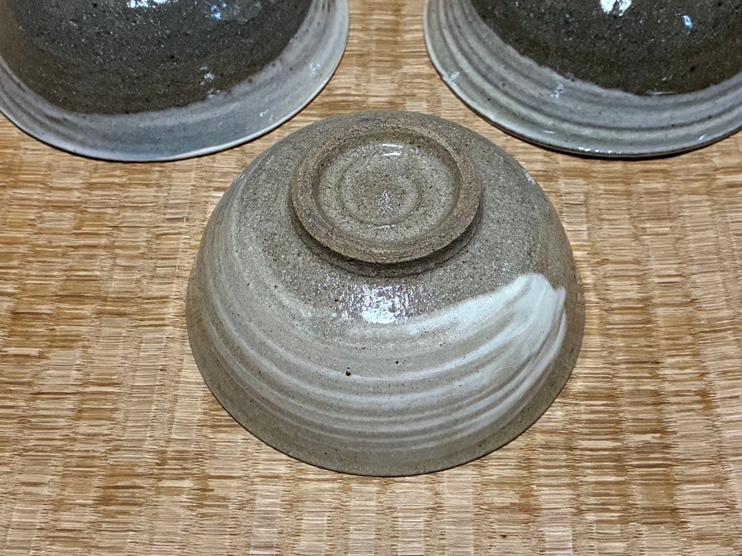 茶道具 刷毛目 茶碗 陶器 渦巻き模様 三点 まとめて