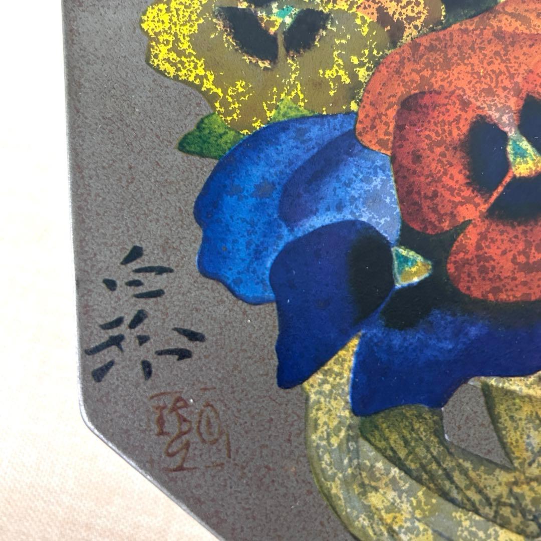 パンジー柄 八角形 ブリキ缶 西武百貨店