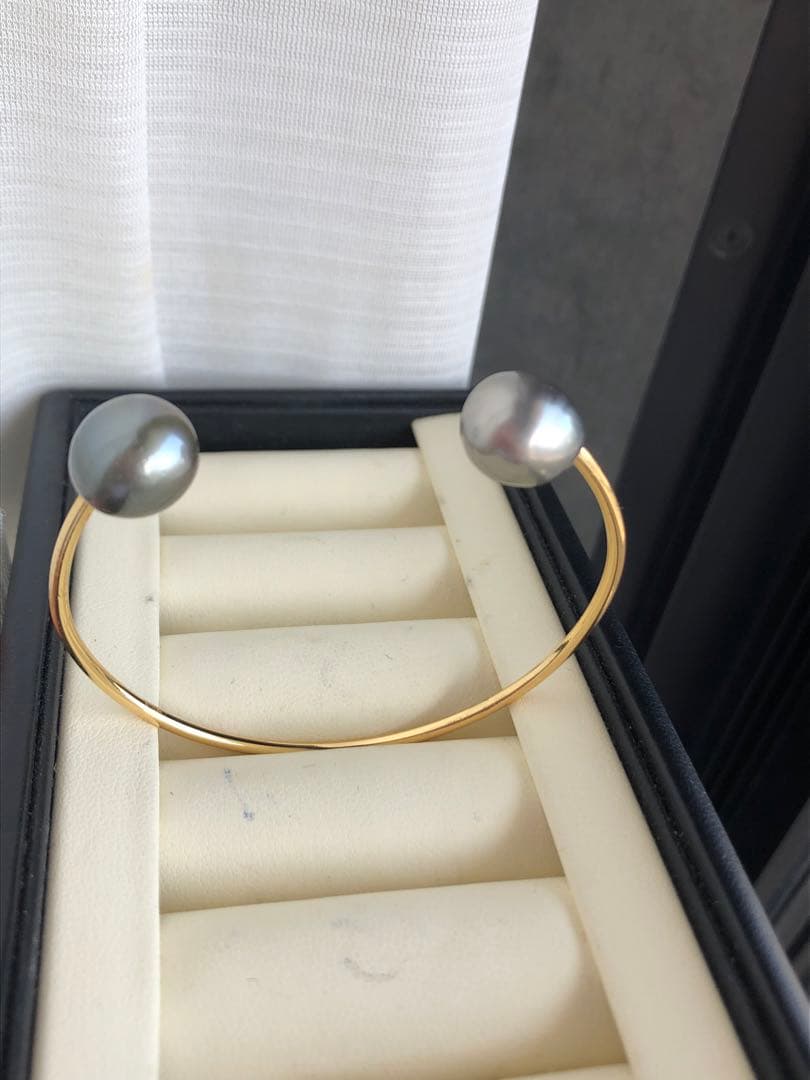 黒蝶真珠バングル　ハンドメイド