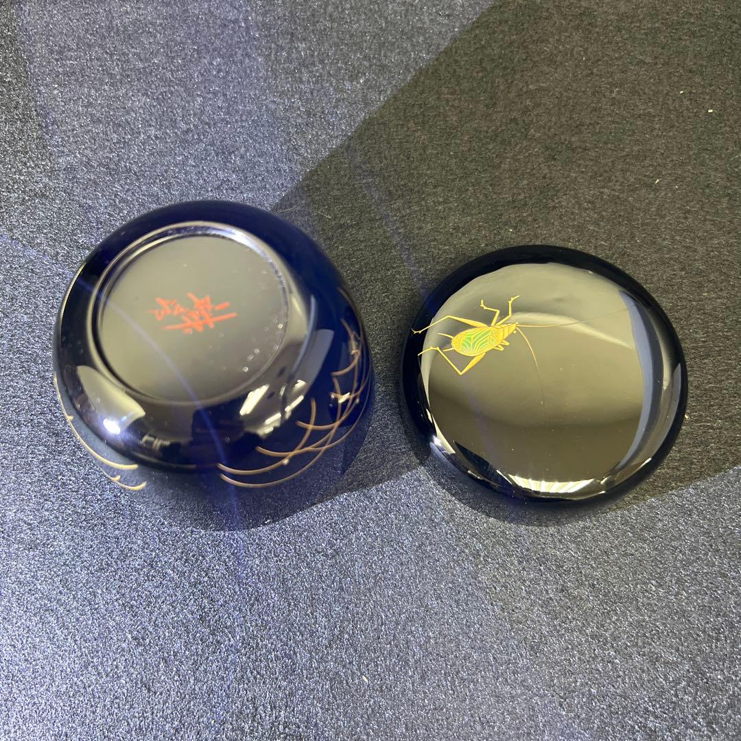 美品　鈴谷鐡五郎　鈴虫蒔絵棗　共箱　高さ7㎝　東Y8-0224☆2F