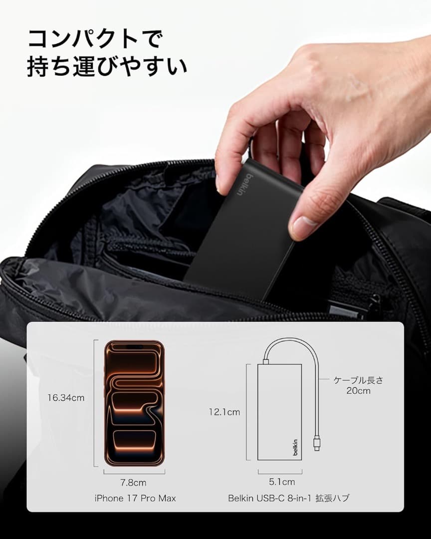 新品　Belkin USB-C 8-IN-1 ハブ2.5Gbps 4K@60Hz