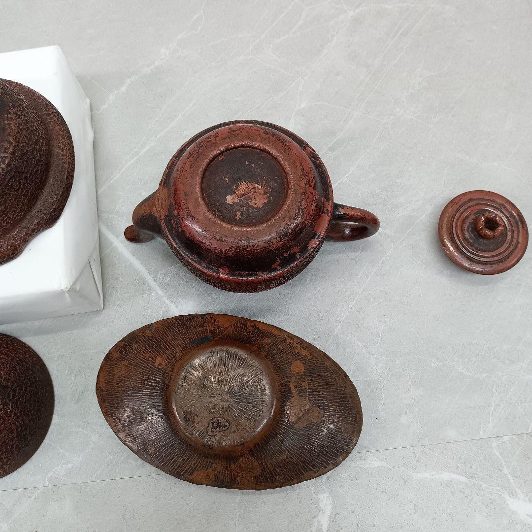 ♢227 備前焼 湯呑 湯冷まし 急須 茶托 陶器 金属工芸 煎茶道具 まとめて