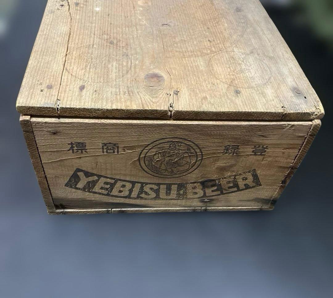 YEBISU アンティーク　 ヴィンテージ 刻印蓋付き　木箱　巴里万博記念ケース