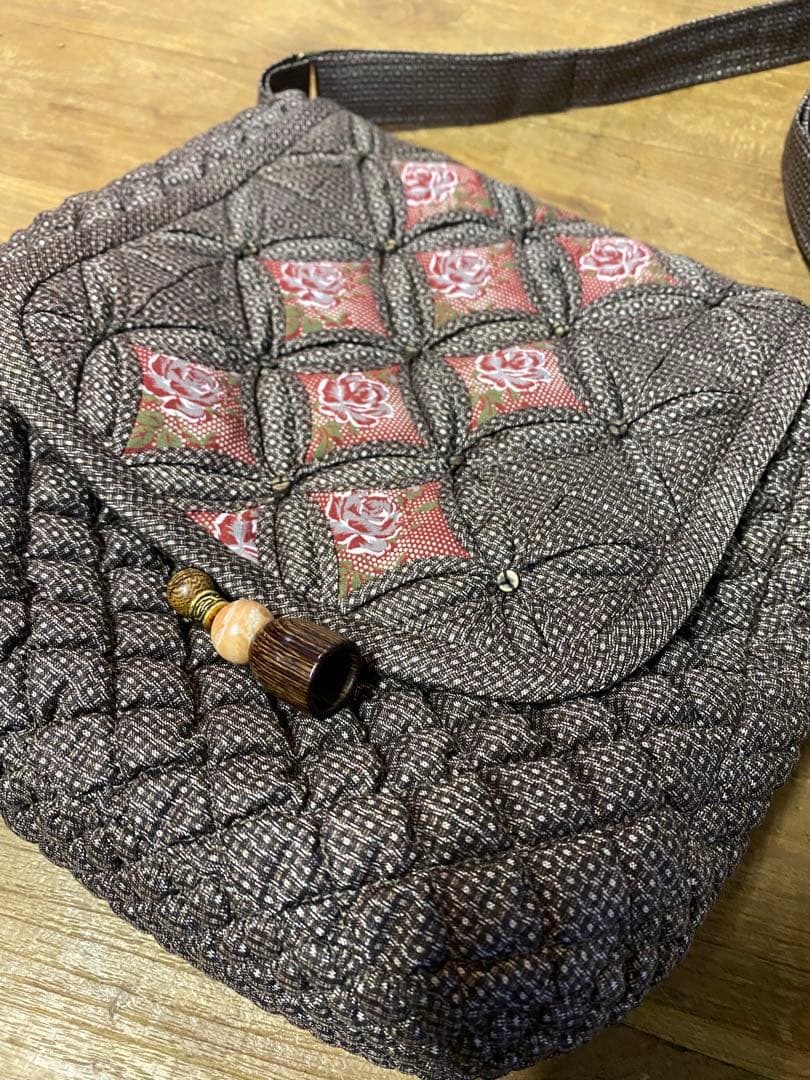 大島紬　ハンドメイド　ショルダーバック　美品