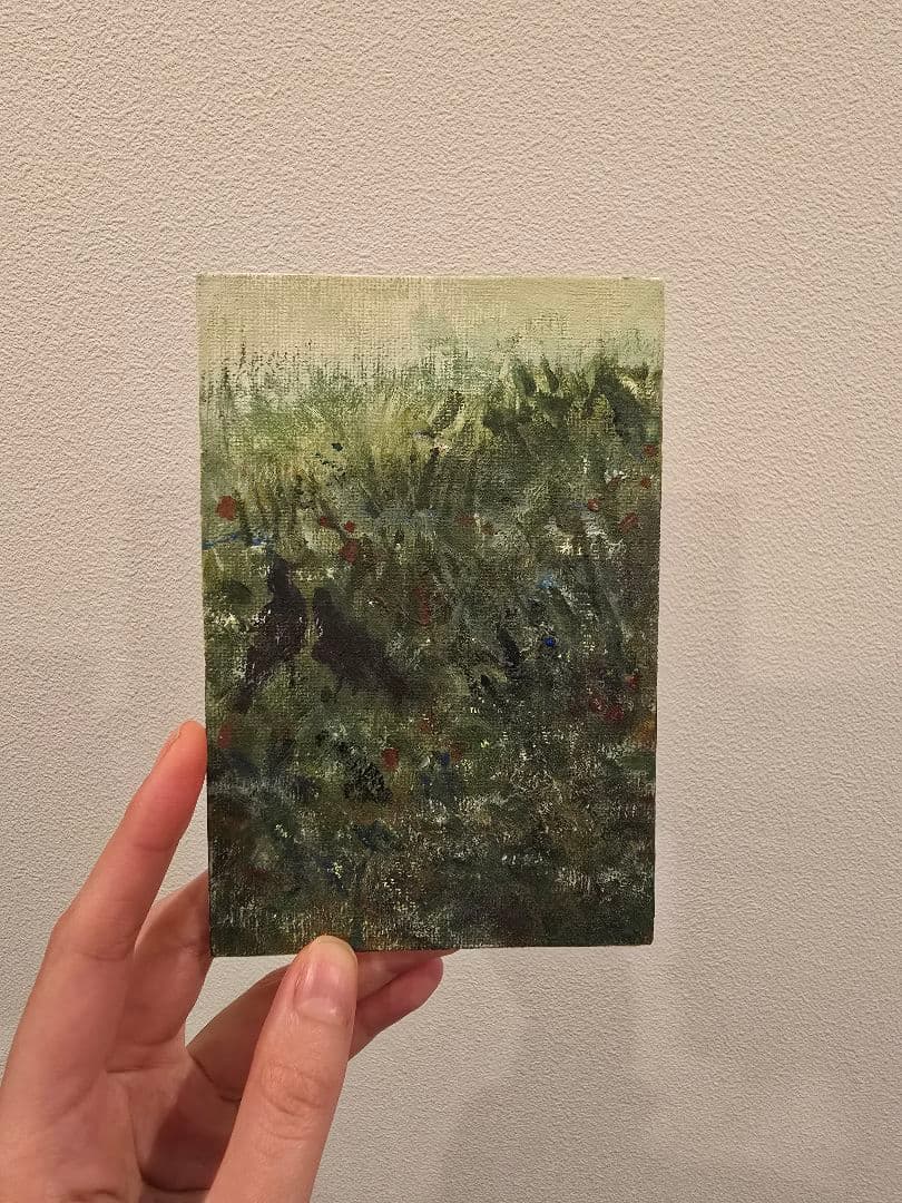 絵画 自然風景 小型 鳥二羽