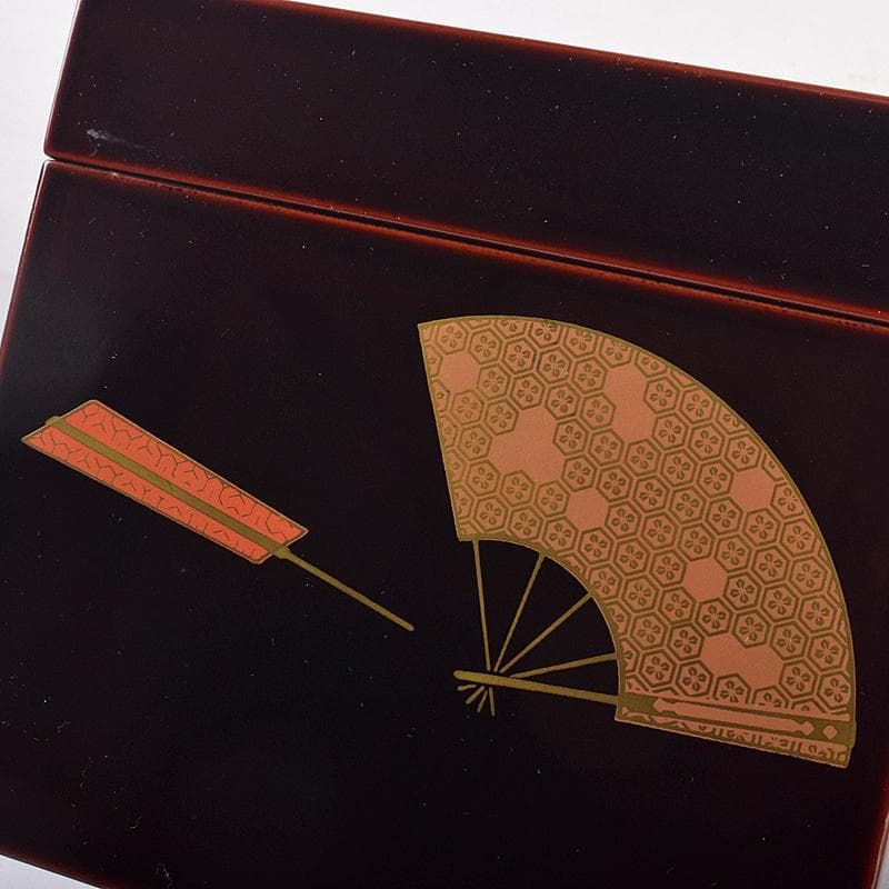茶道具　扇蒔絵　利休茶箱　黒楽茶碗　扇蒔絵　棗など　七点　一式　M　R8860