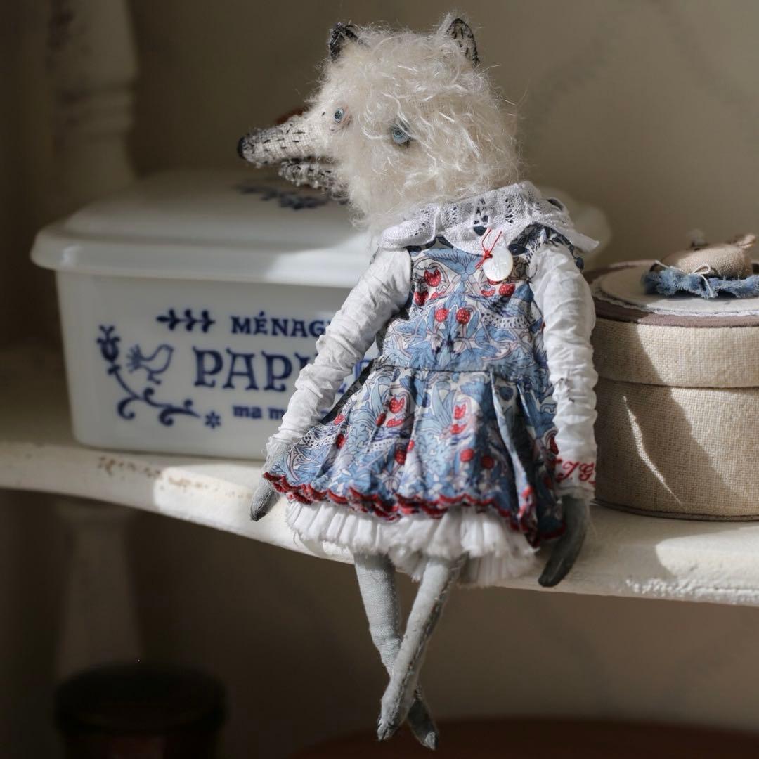 2D白狼さん アーティストベア 海外作家様 ハンドメイド ぬいぐるみ ユニーク