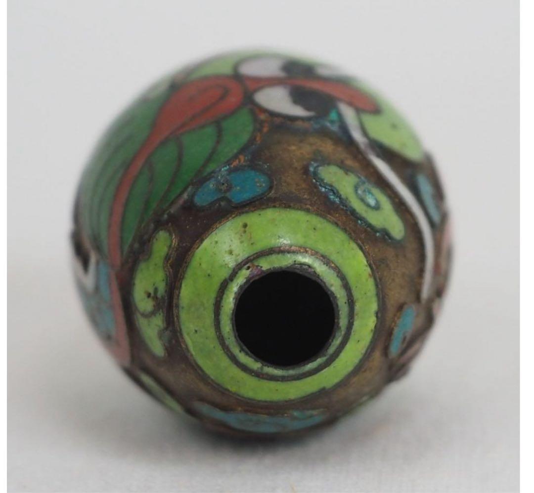 送料無料　時代物　七宝龍文緒締玉　約3.5×2.3ｃｍ
