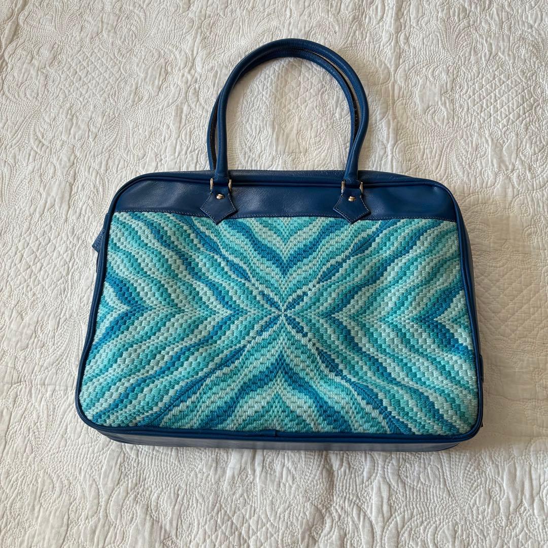 ハンドメイド ニードルポイント レザーバッグ